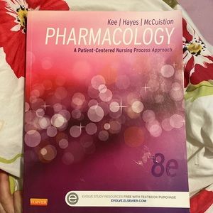 8th Edition Pharmacology Kee and Hayes Textbook. Some highlighting of pages